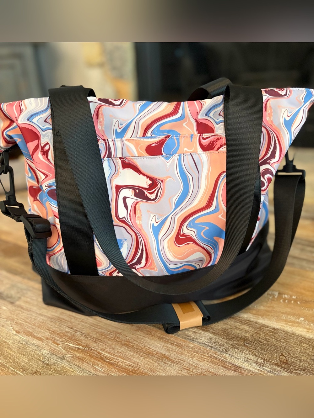 GOGO Carry On Bag Multicolor Swirl Travel Tote Shoulder Strap NWOT Pockets